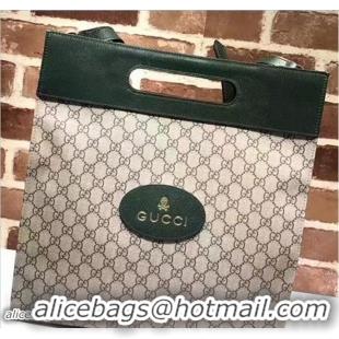 Most Popular Gucci Soft GG Supreme With Dark Green Leather Trim Tote 463491 2017