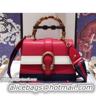 Classic Gucci Dionysus Leather Top Handle Medium Bag 448075 Red/White/Blue