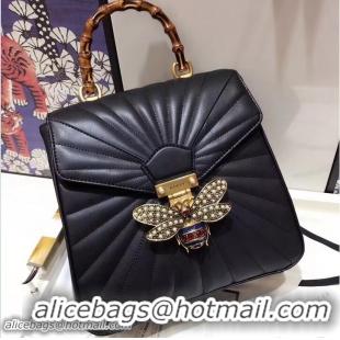 Grade Quality Gucci Queen Margaret Quilted Leather Metal Bee Backpack 476664 Black 2017