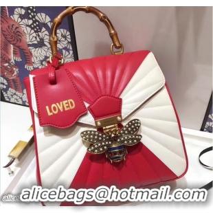 Discount Fashion Gucci Queen Margaret Quilted Leather Metal Bee Backpack 476664 Red/White 2017