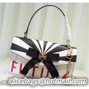 Classic Specials Gucci Grosgrain Bow Ray Leather Top Handle Bag 466417/451987 white 2017