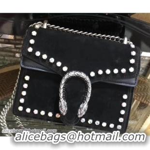 Fashion Gucci Mini Dionysus Crystal Suede Shoulder Bag 421970 Black 2017