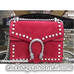 Low Price Gucci Mini Dionysus Crystal Suede Shoulder Bag 421970 Red 2017