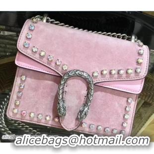 Durable Gucci Mini Dionysus Crystal Suede Shoulder Bag 421970 Pink 2017