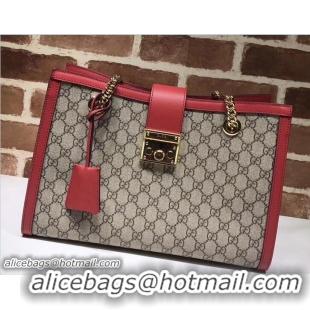 Best Product Gucci Padlock GG Supreme Canvas Shoulder Medium Bag 479197 Red 2017