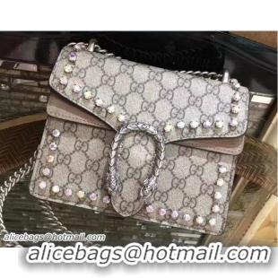 Discount Gucci Mini Dionysus Crystal GG Supreme Canvas Shoulder Bag 421970 Apricot 2017