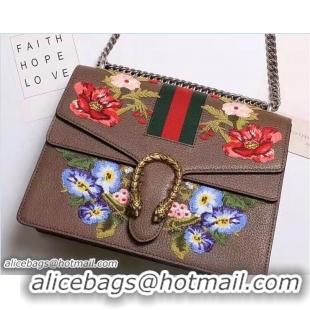 Good Looking Gucci Web Embroidered Floral Dionysus Leather Shoulder Medium Bag 403348/400235 Coffee 2017