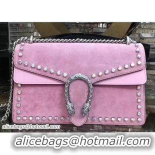 Top Quality Gucci Crystals Dionysus Suede Shoulder Small Bag 400249 Pink 2017