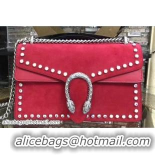 Grade Gucci Crystals Dionysus Suede Shoulder Small Bag 400249 Red 2017