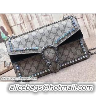 Promotion Gucci Crystals Dionysus GG Supreme Shoulder Small Bag 400249 Black 2017