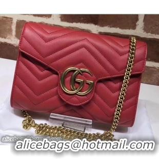 Super Quality Gucci GG Marmont Matelassé Chevron Mini Bag 474575 Red 2017