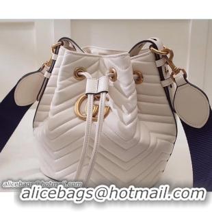 Trendy Design Gucci Sylvie Web Strap GG Marmont Chevron Quilted Leather Bucket Bag 476674 White 2017