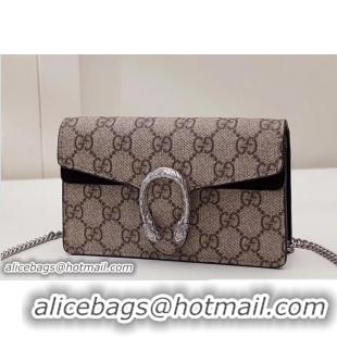 Discount Gucci Dionysus Chain Super Mini Bag 476432 GG Supreme Black 2017