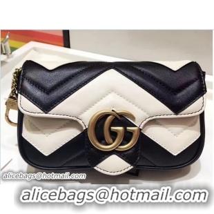 Fashion Luxury Gucci GG Marmont Matelassé Chevron Super Mini Chain Shoulder Bag 476433 2017