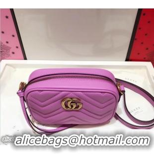 Grade Quality Gucci GG Marmont Matelassé Chevron Mini Chain Shoulder Camera Bag 448065 Dark Pink 2017