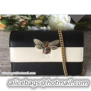 Good Quality Gucci Queen Margaret Leather Leather Mini Bag 476079 Black/White 2017