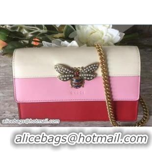 Fashion Gucci Queen Margaret Leather Leather Mini Bag 476079 White/Pink/Red 2017