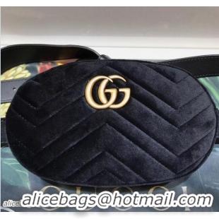 Unique Gucci GG Marmont Matelassé Velvet Belt Bag 476434 Black 2017