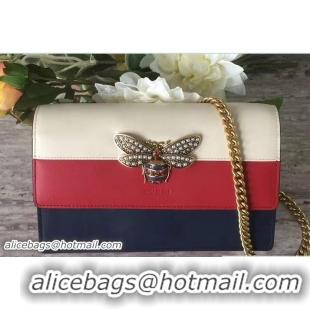 Stylish Gucci Queen Margaret Leather Leather Mini Bag 476079 White/Red/Blue