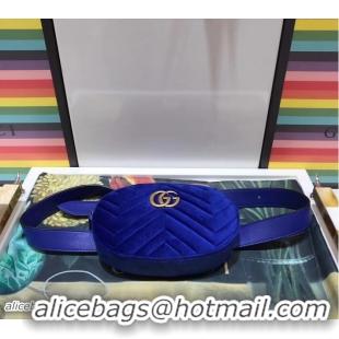 Most Popular Gucci GG Marmont Matelassé Velvet Belt Bag 476434 Blue 2017