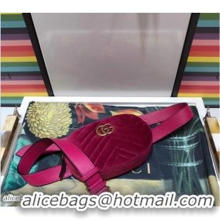 Good Looking Gucci GG Marmont Matelassé Velvet Belt Bag 476434 Fuchsia 2017