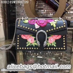 New Design Gucci Dionysus Embroidered Leather Shoulder Bag 400249 Black