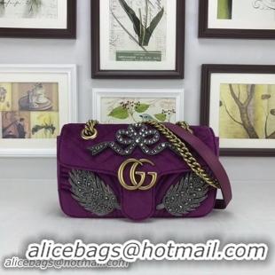 Trendy Design Gucci GG Marmont Embroidered Velvet mini Bag 446744 Purple