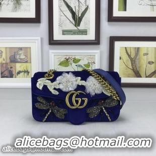 Trendy Design Gucci GG Marmont Embroidered Velvet mini Bag 446744 Blue