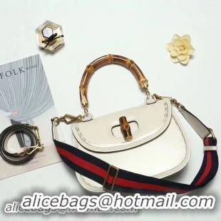 Inexpensive Gucci Bamboo Classic Leather Top Handle Bag 495880 OffWhite