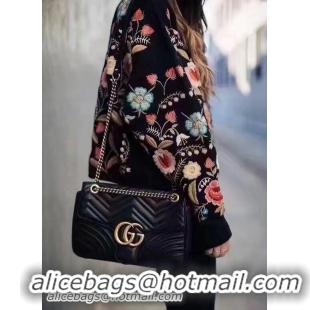 Sumptuous Gucci GG Marmont Matelasse Shoulder Bag 443496 Black