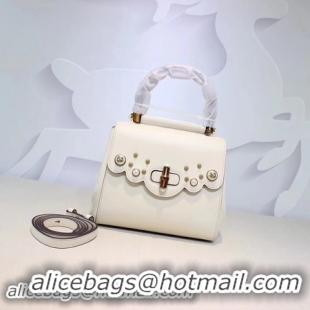 Best Price Gucci Bamboo Leather Top Handle Bag 476448 OffWhite