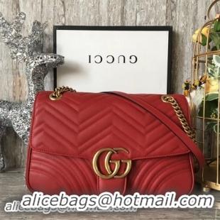 Classic Gucci GG Marmont Matelasse Shoulder Bag 443496 Red