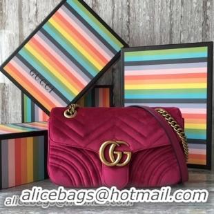 Shop Cheap Gucci GG Marmont Chevron Velvet Shoulder Bag 443497 Rose