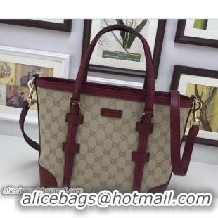 Luxury Gucci Original GG Canvas Tote Small Bag 387603 Burgundy