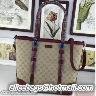 Fashion Luxury Gucci Original GG Canvas Tote Large Bag 387602 Burgundy