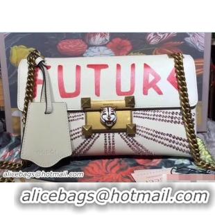 Famous Gucci Crystal Embellished Shoulder Bag 477330 Future White 2017