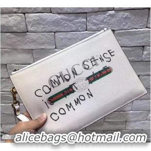 Top Grade Gucci Coco Capitán Vintage Logo Pouch Clutch Bag 121101 White 2018