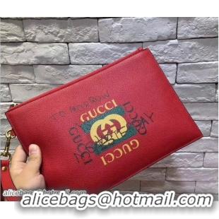 Top Design Gucci Coco Capitán Vintage Logo Pouch Clutch Bag 121101 Red 2018