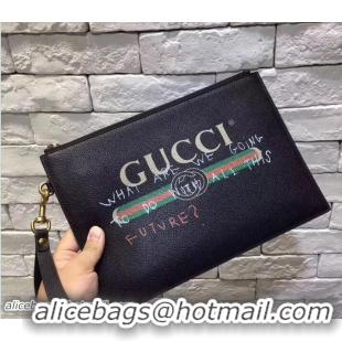 Top Stylish Gucci Coco Capitán Vintage Logo Pouch Clutch Bag 121101 Black 2018