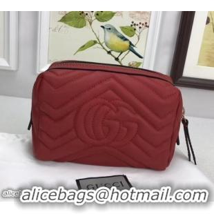 Duplicate Gucci GG Marmont Cosmetic Case Bag 476165 Red 2018