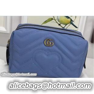 Good Product Gucci GG Marmont Cosmetic Case Bag 476165 Light Blue 2018