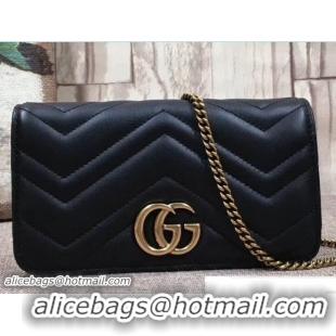 Unique Style Gucci GG Marmont Leather Mini Bag 488426 Black 2018