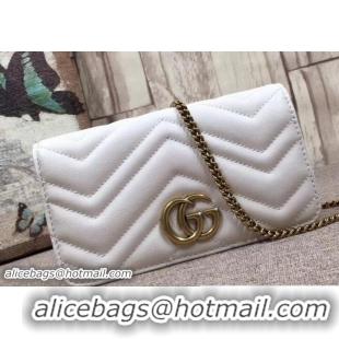 Discount Gucci GG Marmont Leather Mini Bag 488426 White 2018