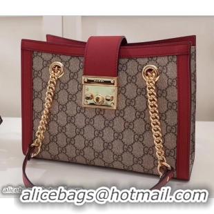 Traditional Specials Gucci Padlock GG Supreme Canvas Shoulder Small Bag 498156 Red 2018