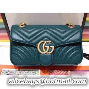 Luxury Cheap Gucci GG Marmont Matelassé Chevron Medium Chain Shoulder Bag 443497 Green 2018