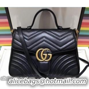 Cheap Price Gucci GG Marmont Matelassé Chevron Small Top Handle Bag 498110 Black 2018