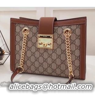 Sumptuous Gucci Padlock GG Supreme Canvas Shoulder Small Bag 498156 Brown 2018