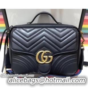 Crafted Gucci GG Marmont Matelassé Chevron Small Shoulder Bag 498100 Black 2018