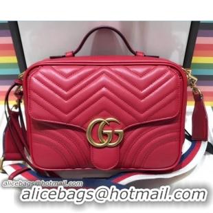 Durable Gucci GG Marmont Matelassé Chevron Small Shoulder Bag 498100 Red 2018