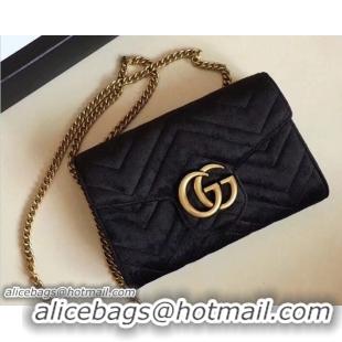 Sumptuous Gucci Velvet GG Marmont Matelassé Chevron Mini Bag 474575 Black 2018